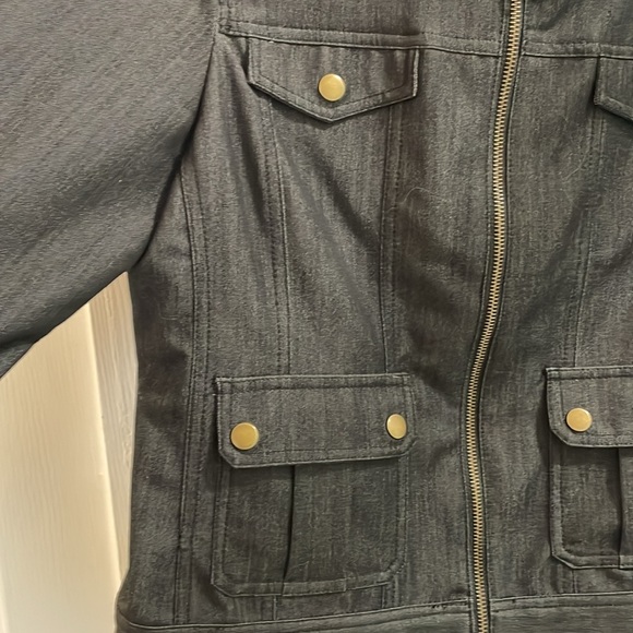 RUBY RD beaded Embellished Denim JEAN JACKET blazer coat With 2 pockets Size 6 - Picture 3 of 10